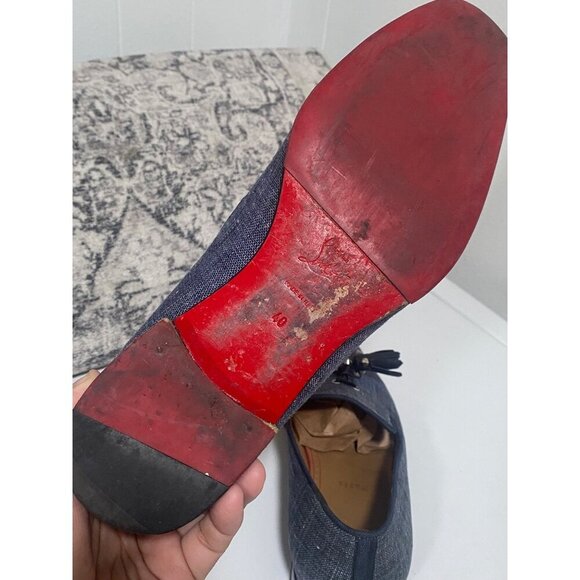 Christian Louboutin Blue Danim Dandelion Tassel Loafers Size 40 main image 6